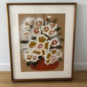 Eugene Carter floral watercolor on silk painting